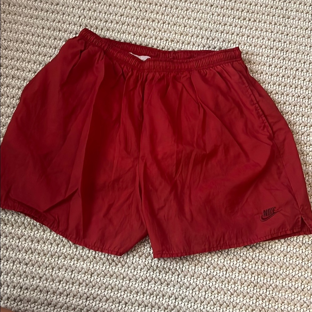Nike Red Athletic Swim shorts Lightweight Elastic Waist